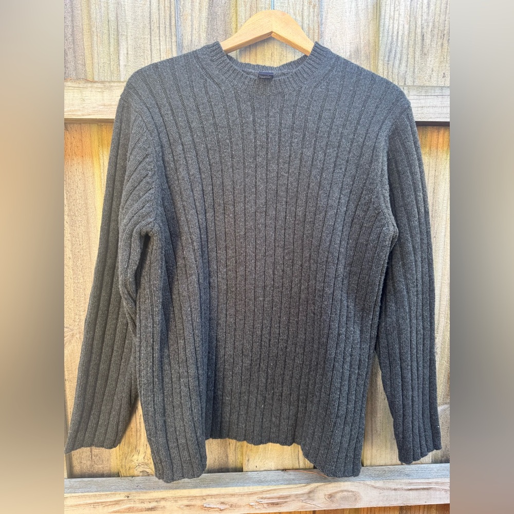 GAP Men's Charcoal Wool Ribbed Crewneck Sweater